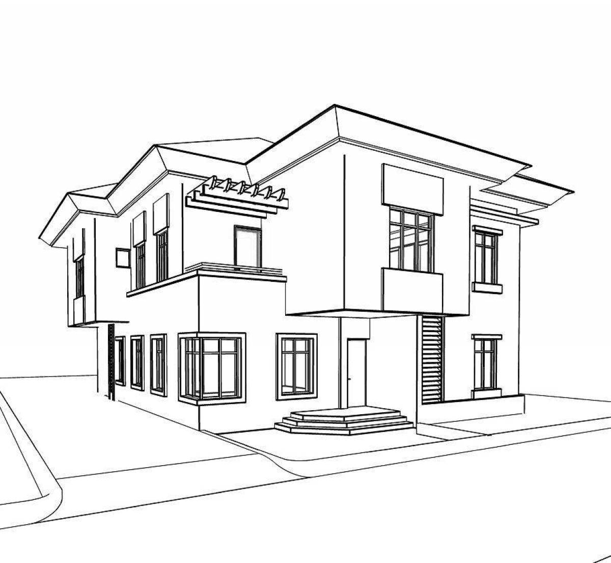 Colouring a colorful two-storey house