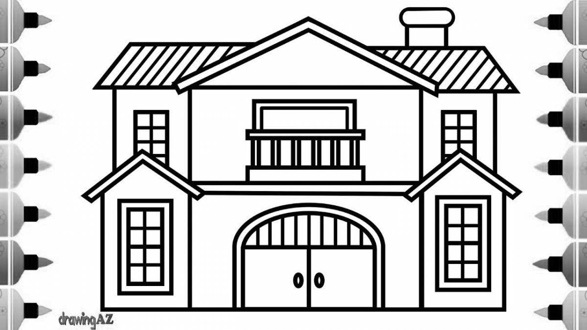 Coloring page magnificent two-storey house