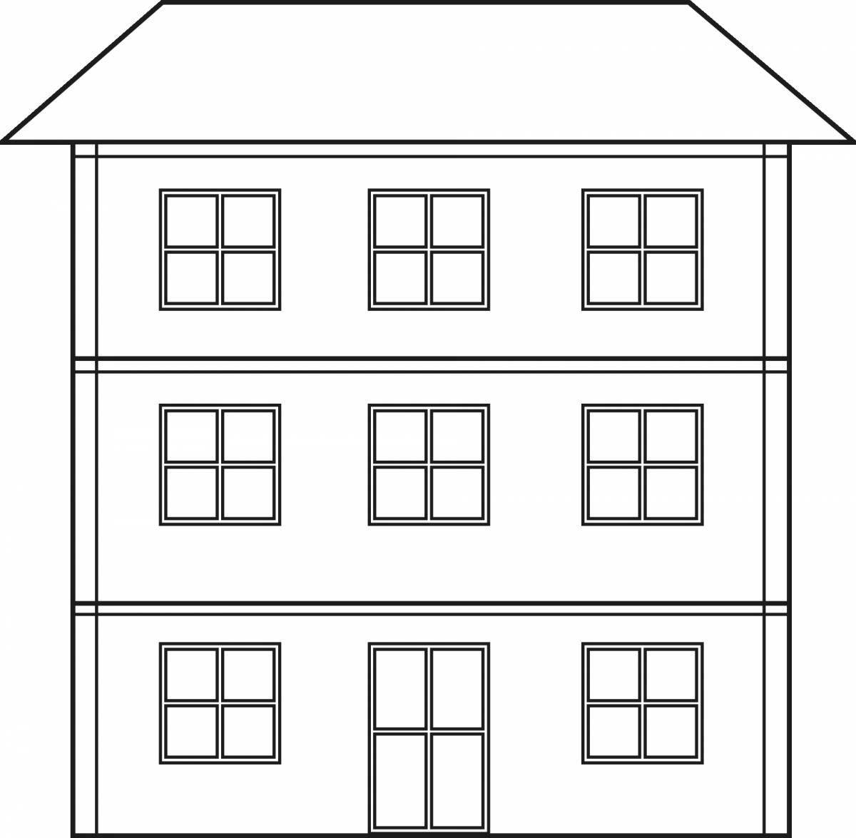 Coloring page of a delightful two-story house