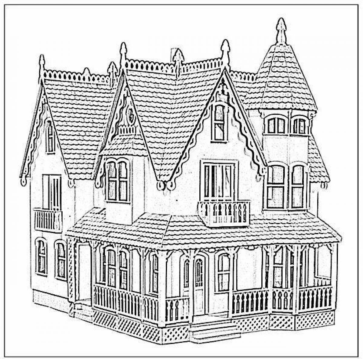 Fabulous two-story house coloring page