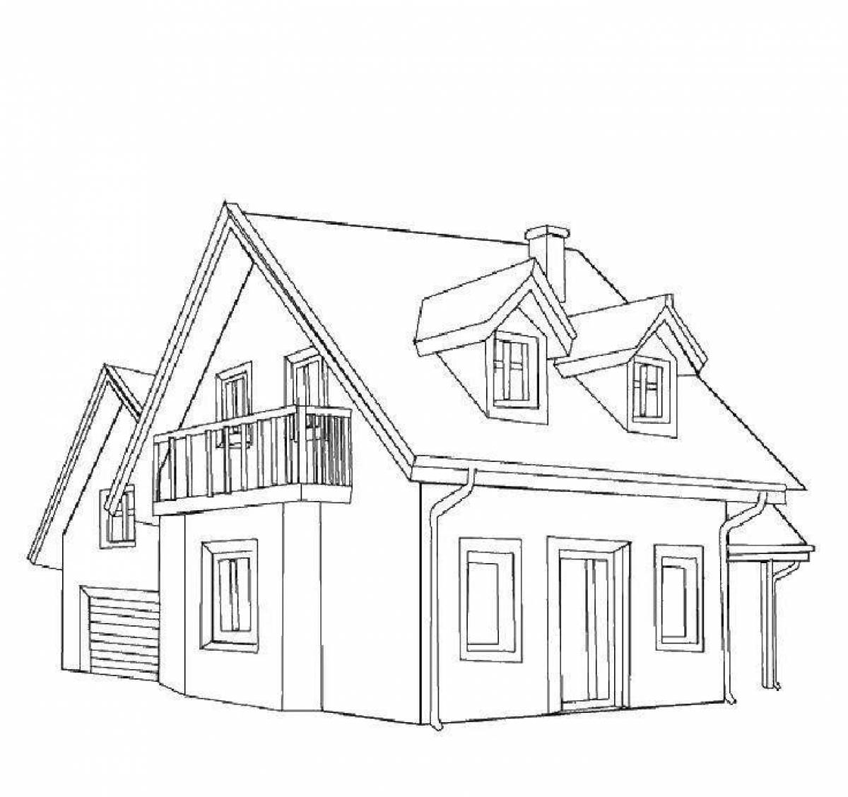 Coloring page inviting two-storey house
