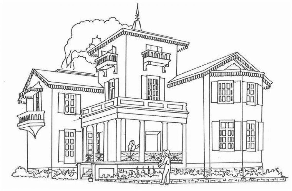 Coloring page dazzling two-story house