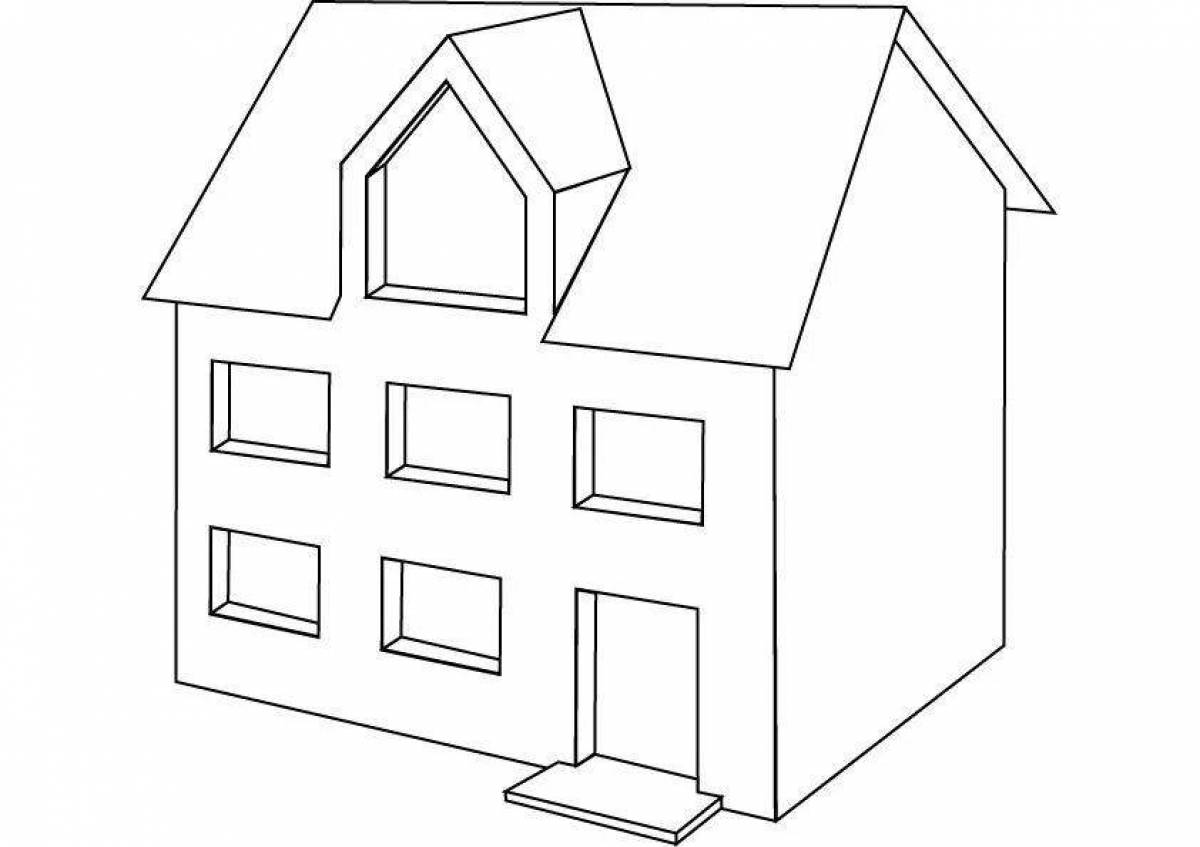 Coloring page wonderful two-story house