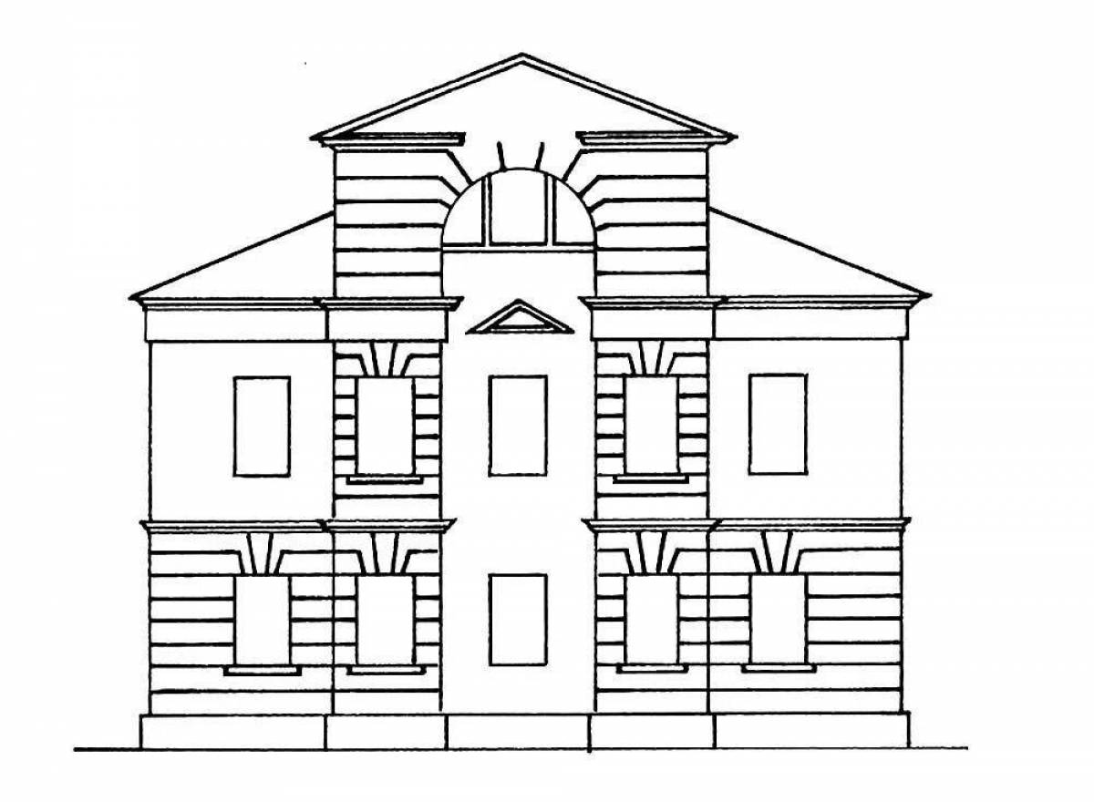 Immaculate two-story house coloring page