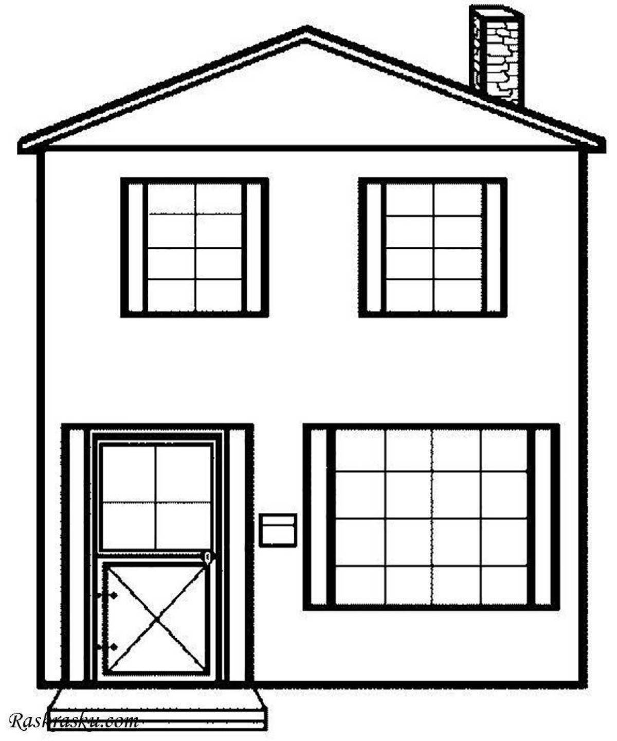 Coloring page stylish two-storey house