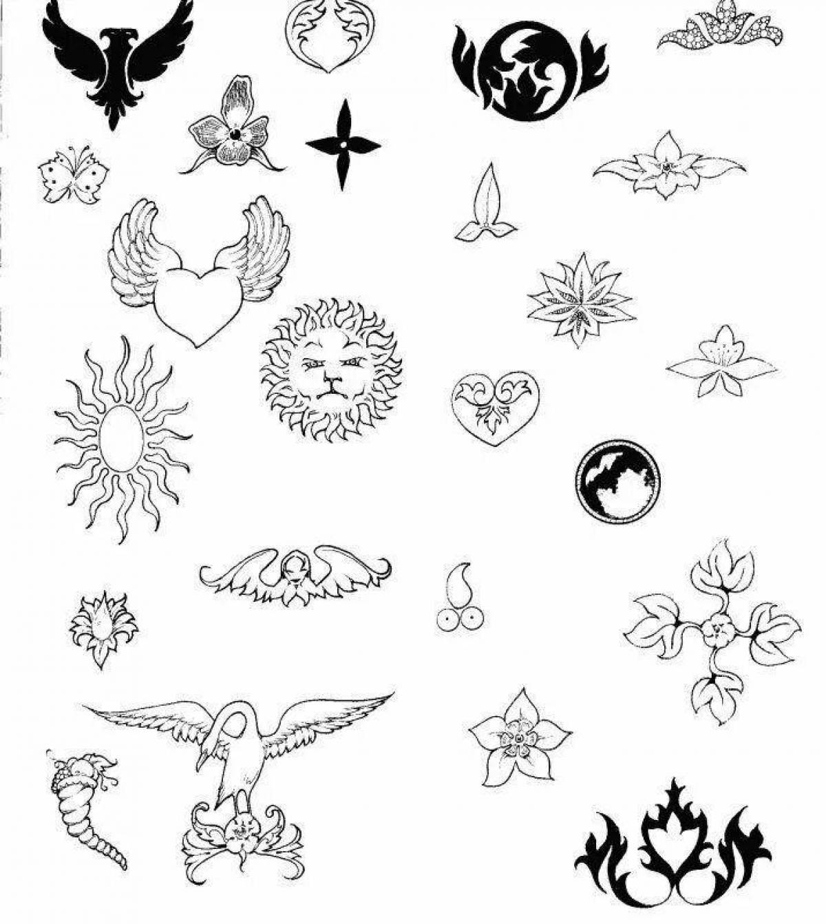 Mysterious mini tattoo coloring book