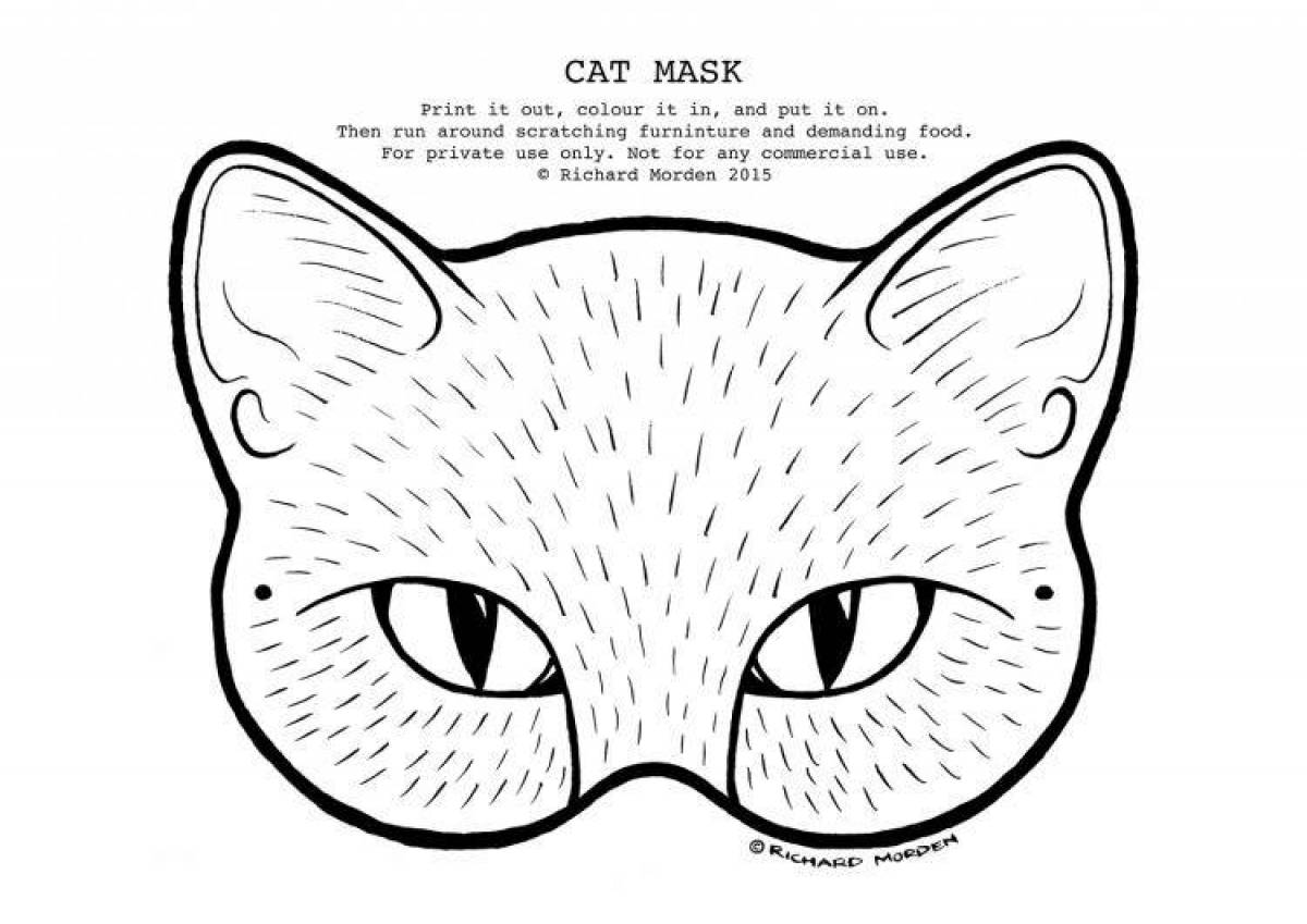 Fancy cat face coloring page