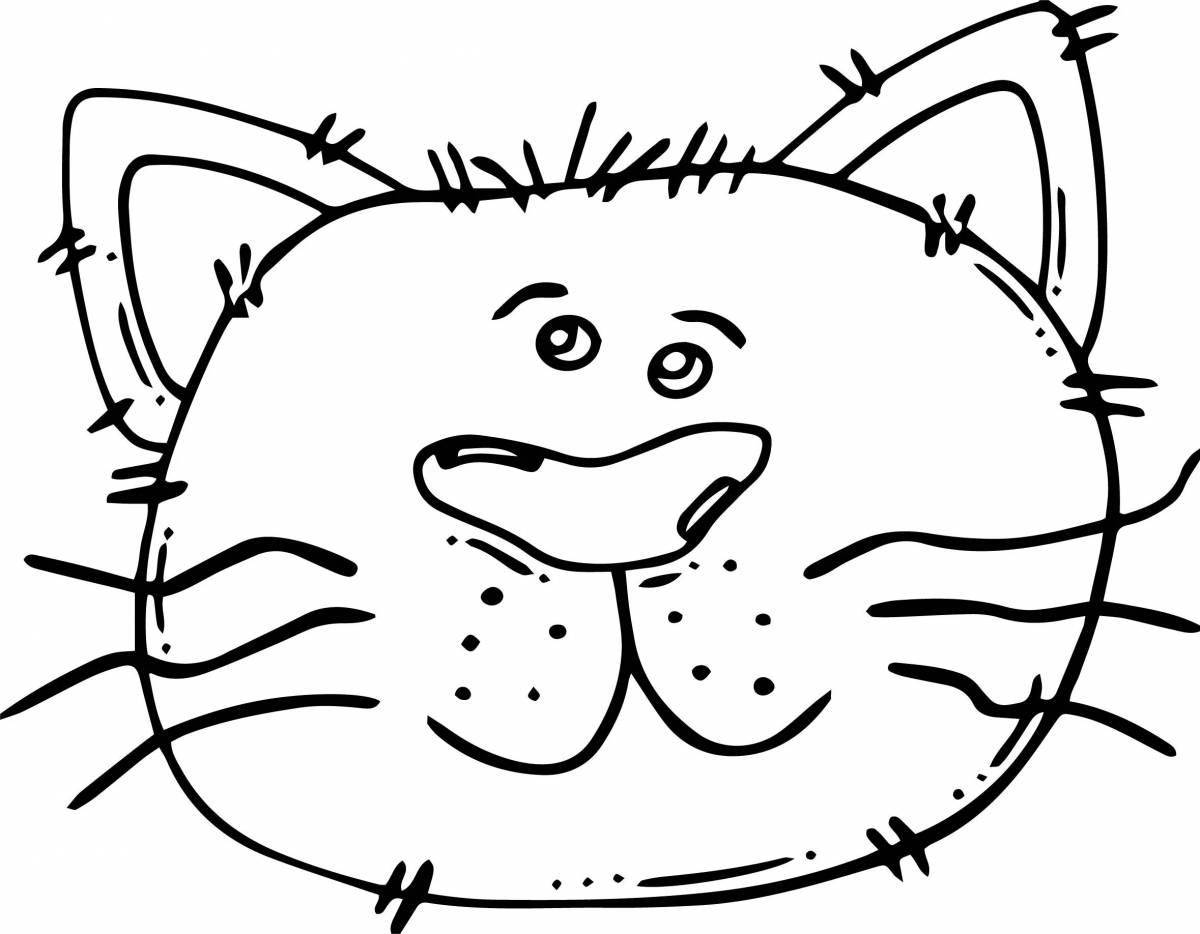 Раскраска смешная кошачья мордочка