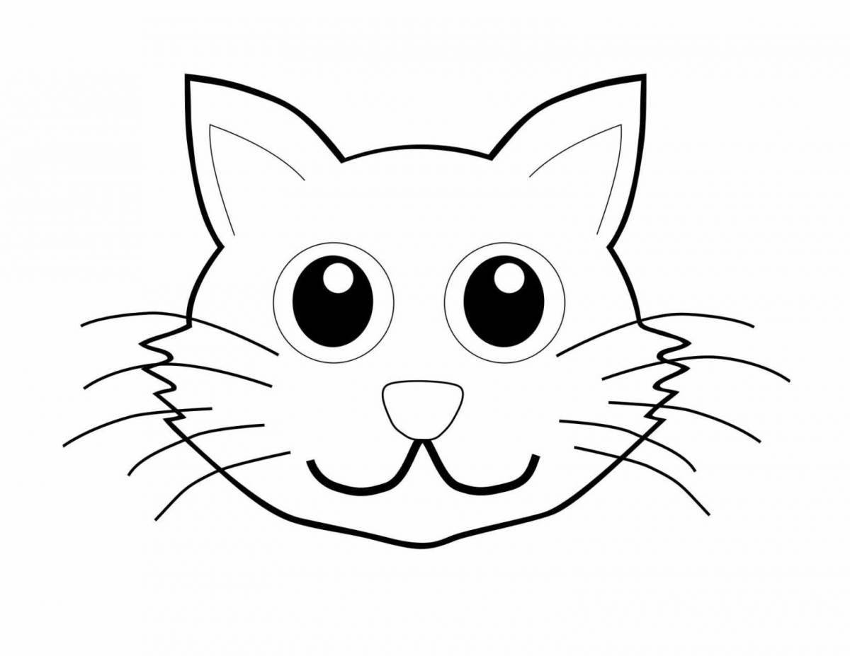 Jocular cat face coloring page