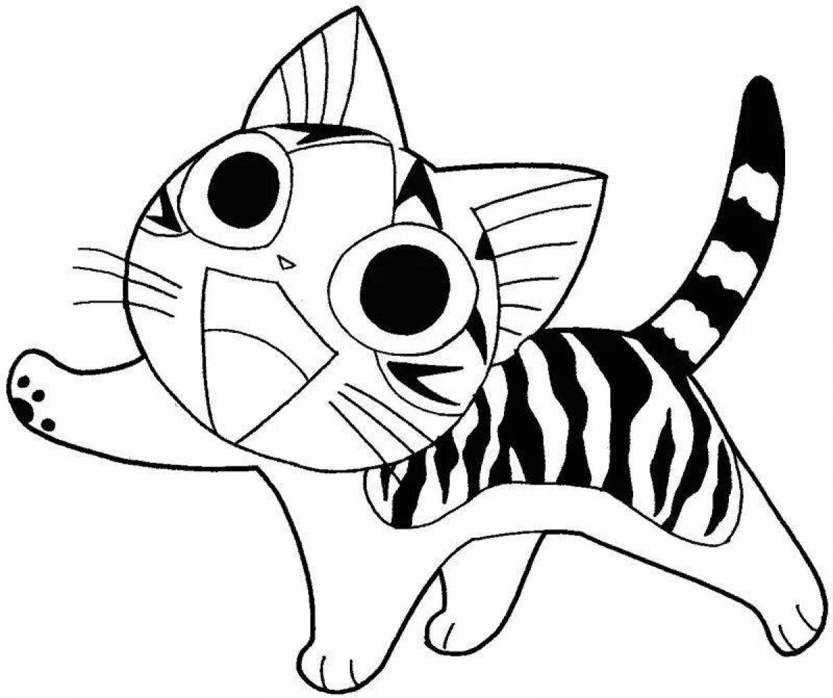 Coloring book witty anime cat