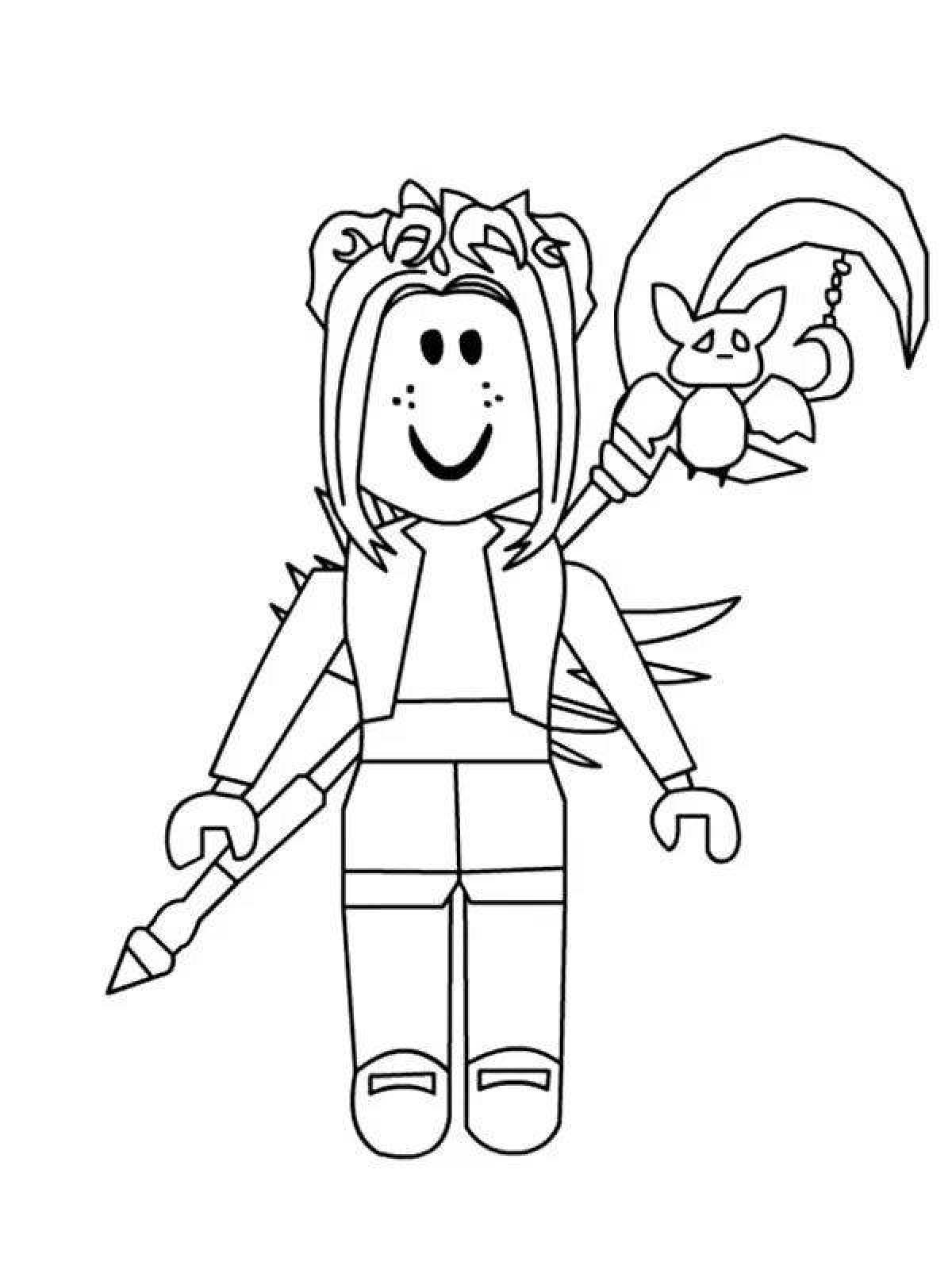 Roblox character coloring page with crazy color