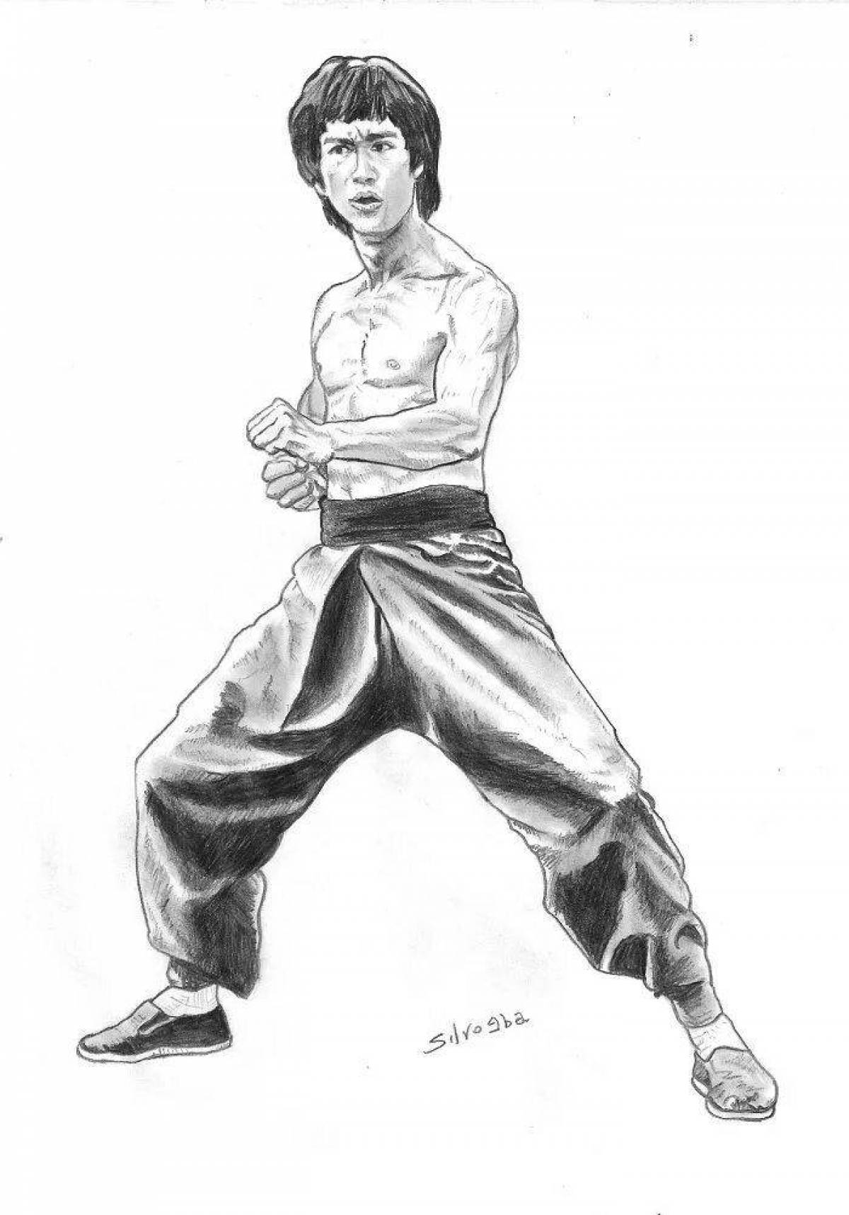 Bruce lee colorful coloring page