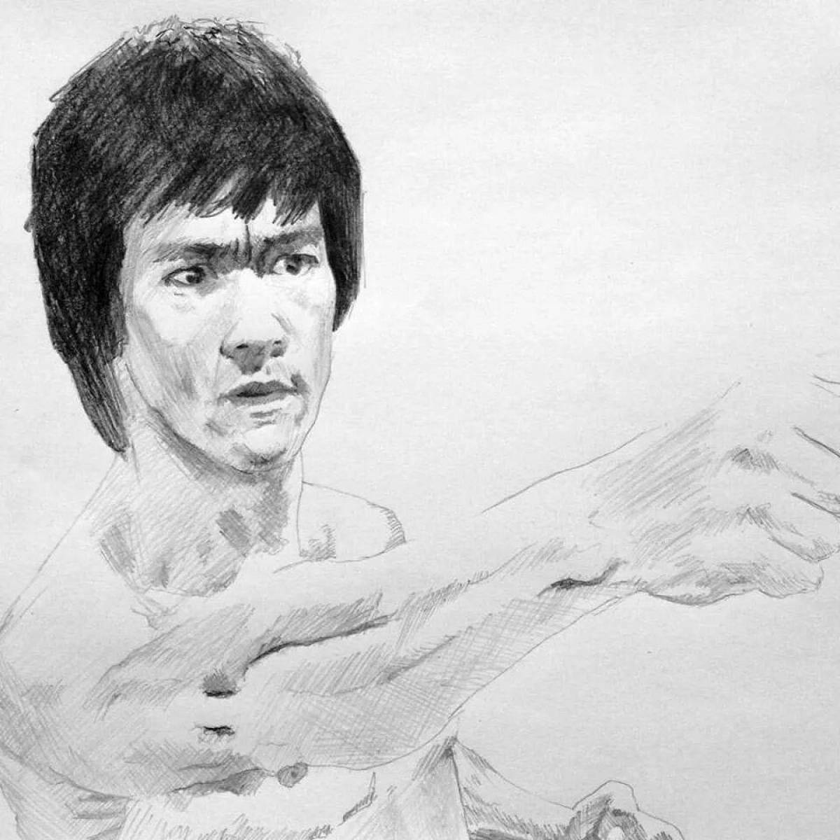 Bruce Lee's bold coloring page