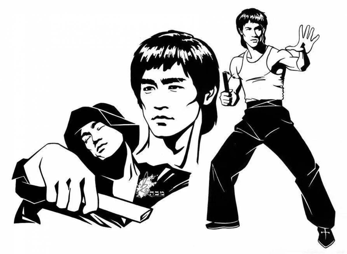 Coloring book shining bruce lee