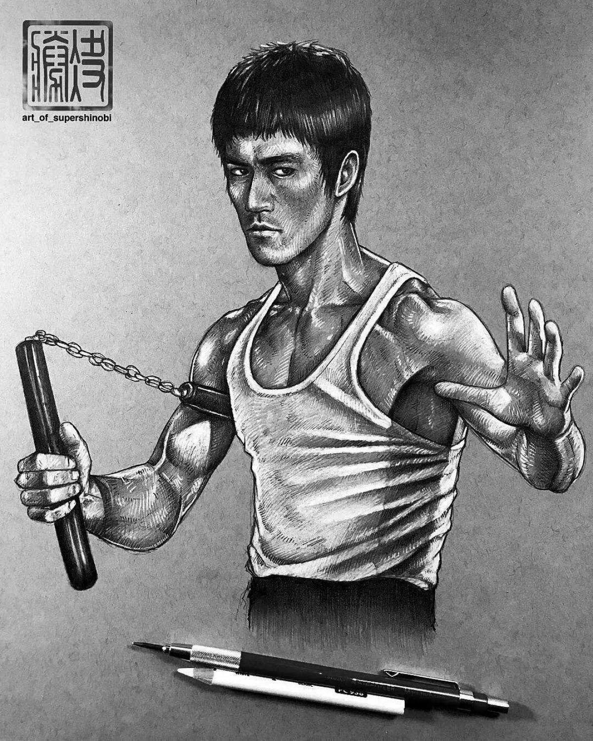 Gorgeous bruce lee coloring