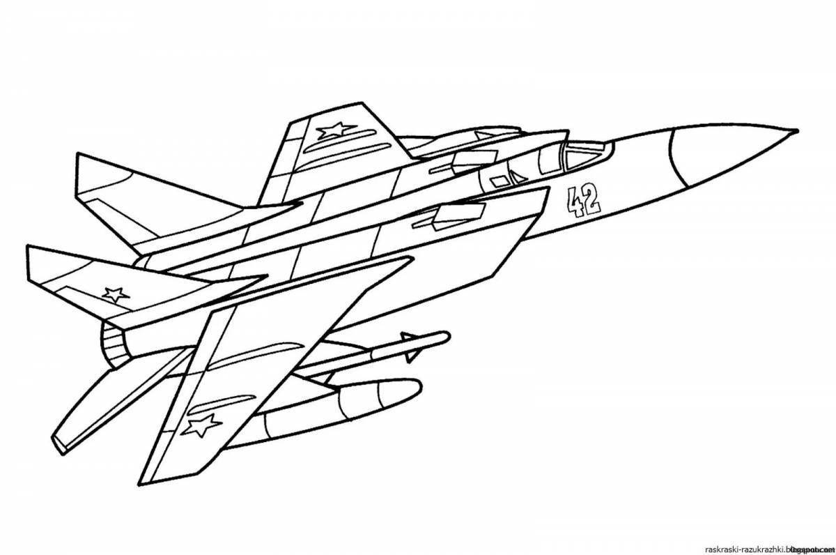 раскраска для детей самолет военный