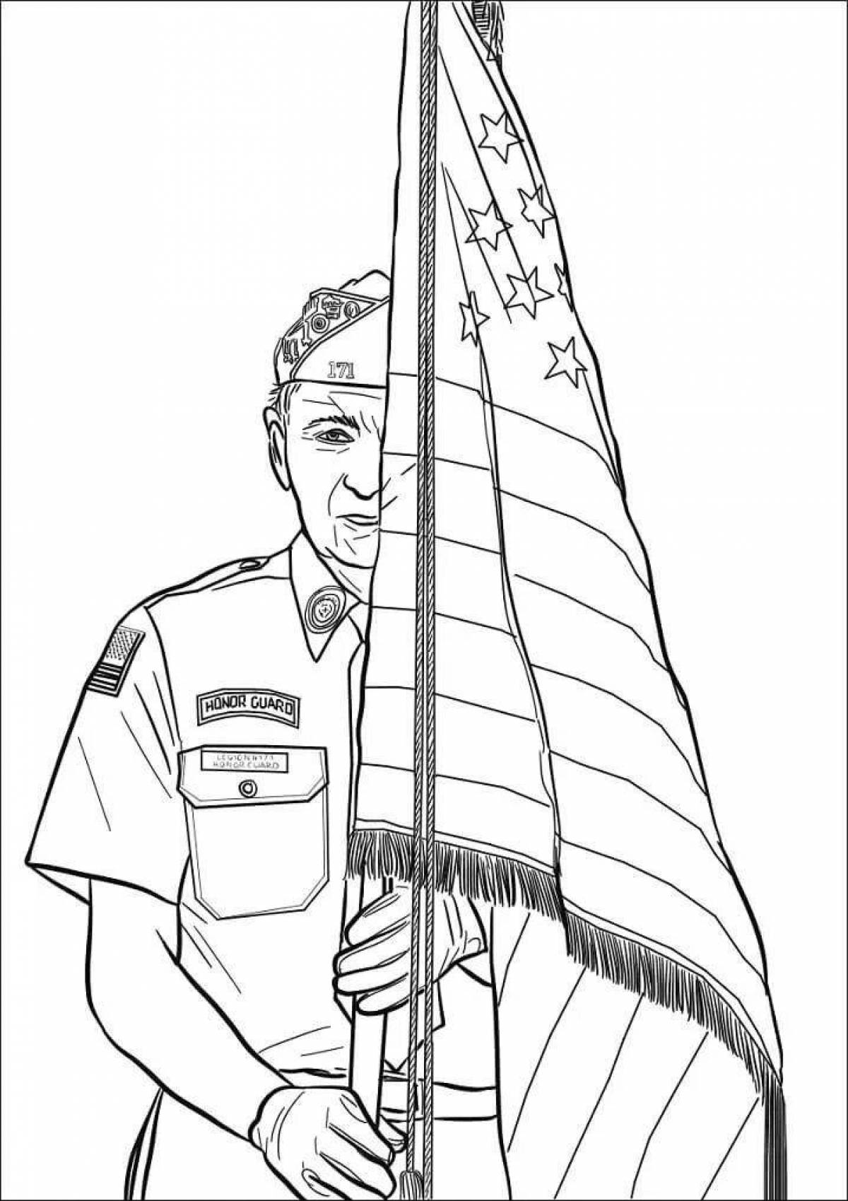 Человек с флагом раскраска