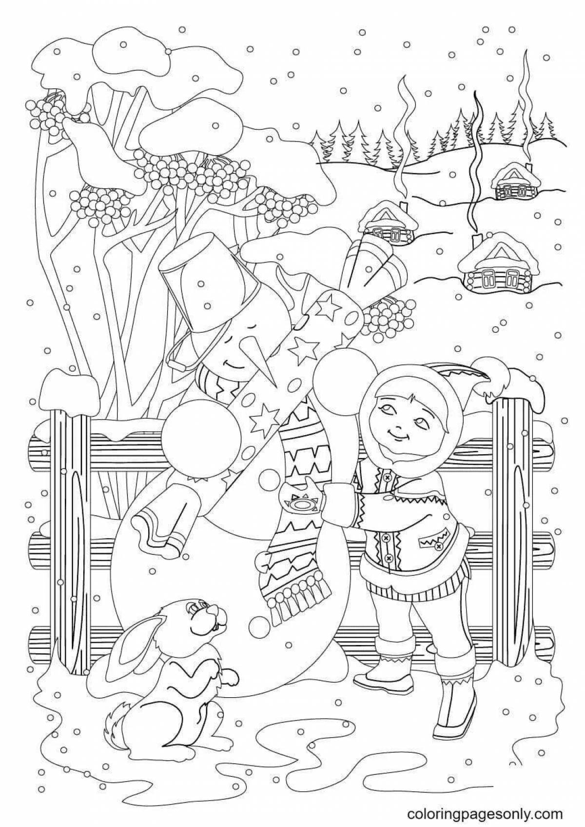 Shiny snowman antistress coloring book