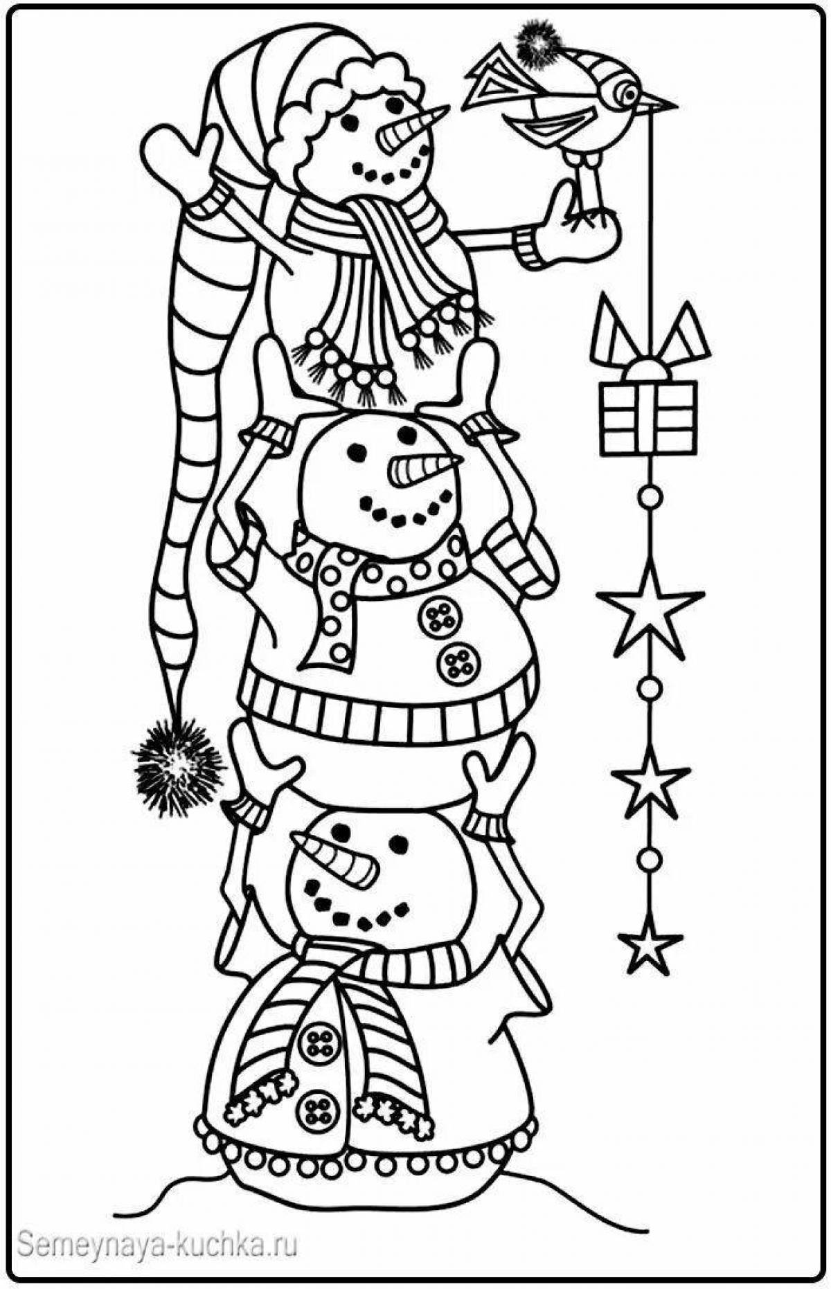Sparkling snowman antistress coloring book