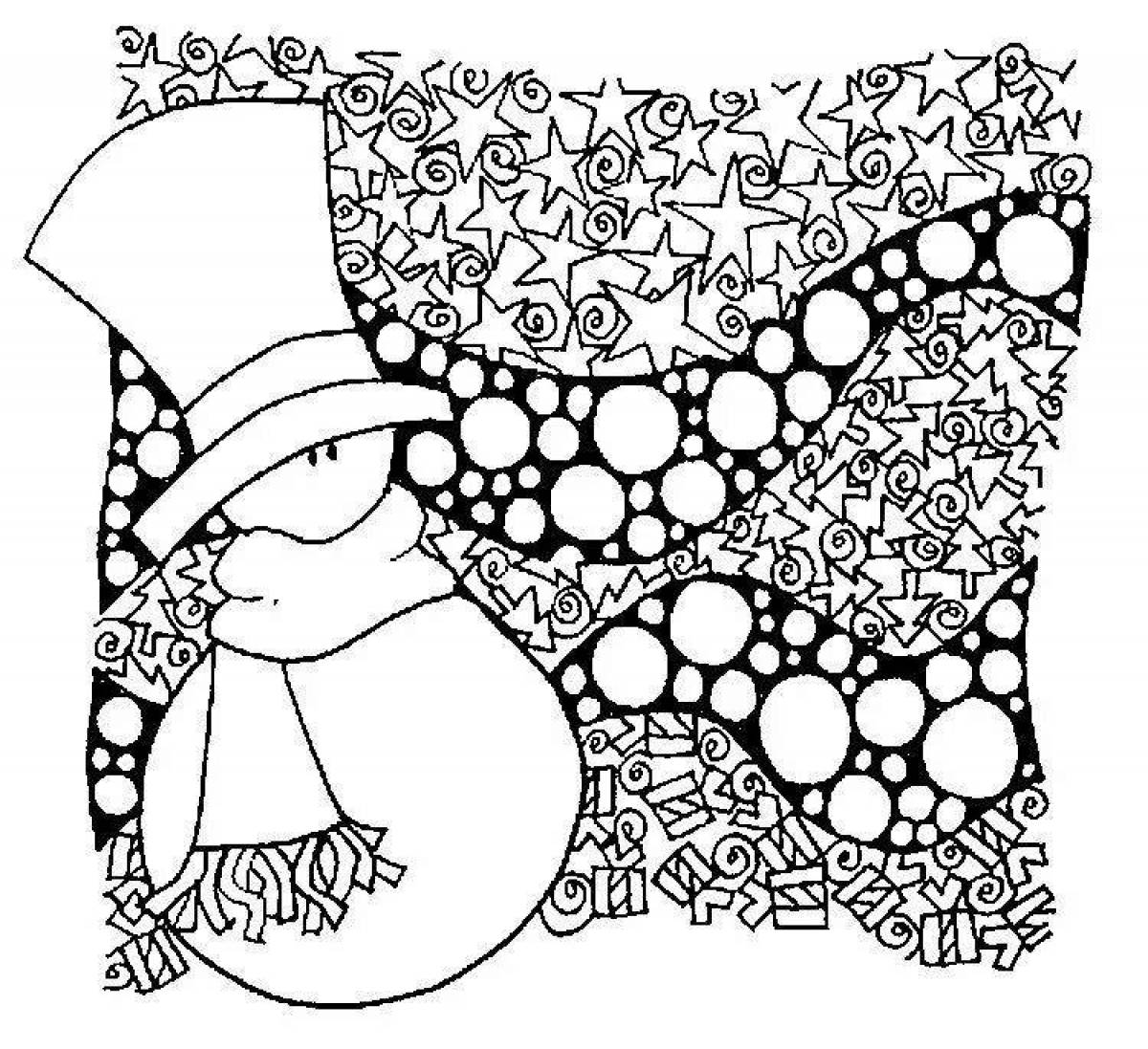 Cheerful snowman antistress coloring book