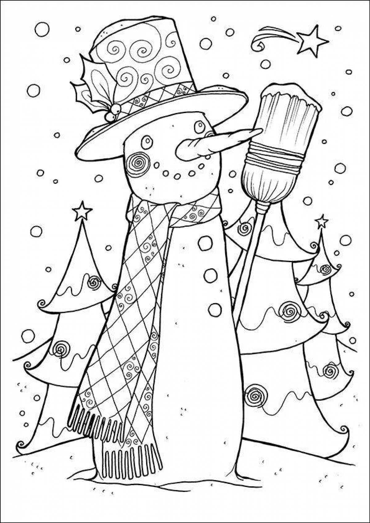 Exciting anti-stress snowman coloring book