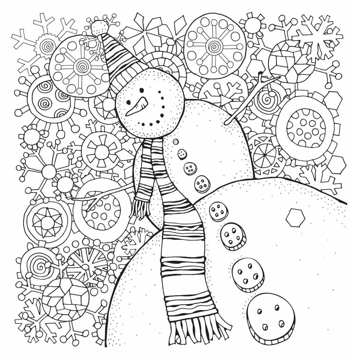 Giggly snowman antistress coloring page