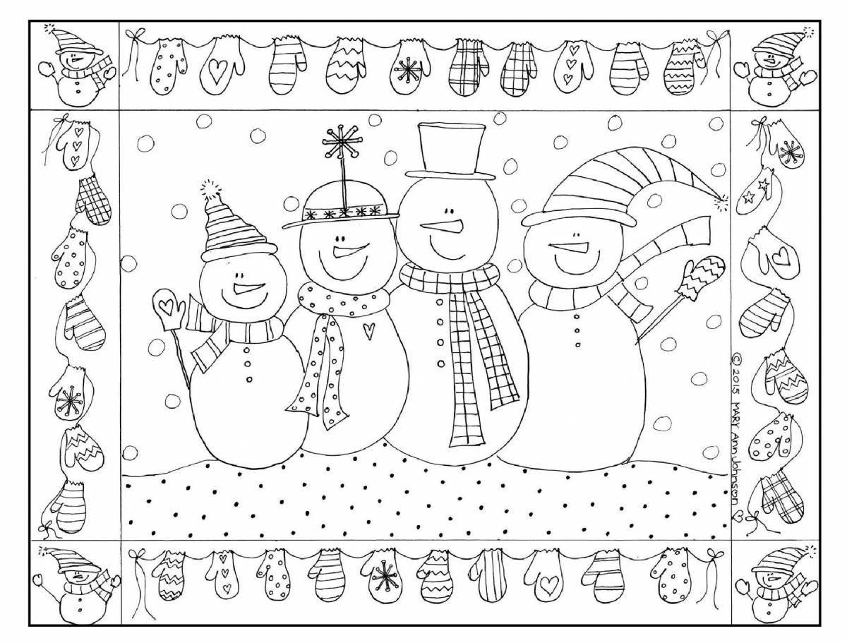 Joyful snowman antistress coloring book