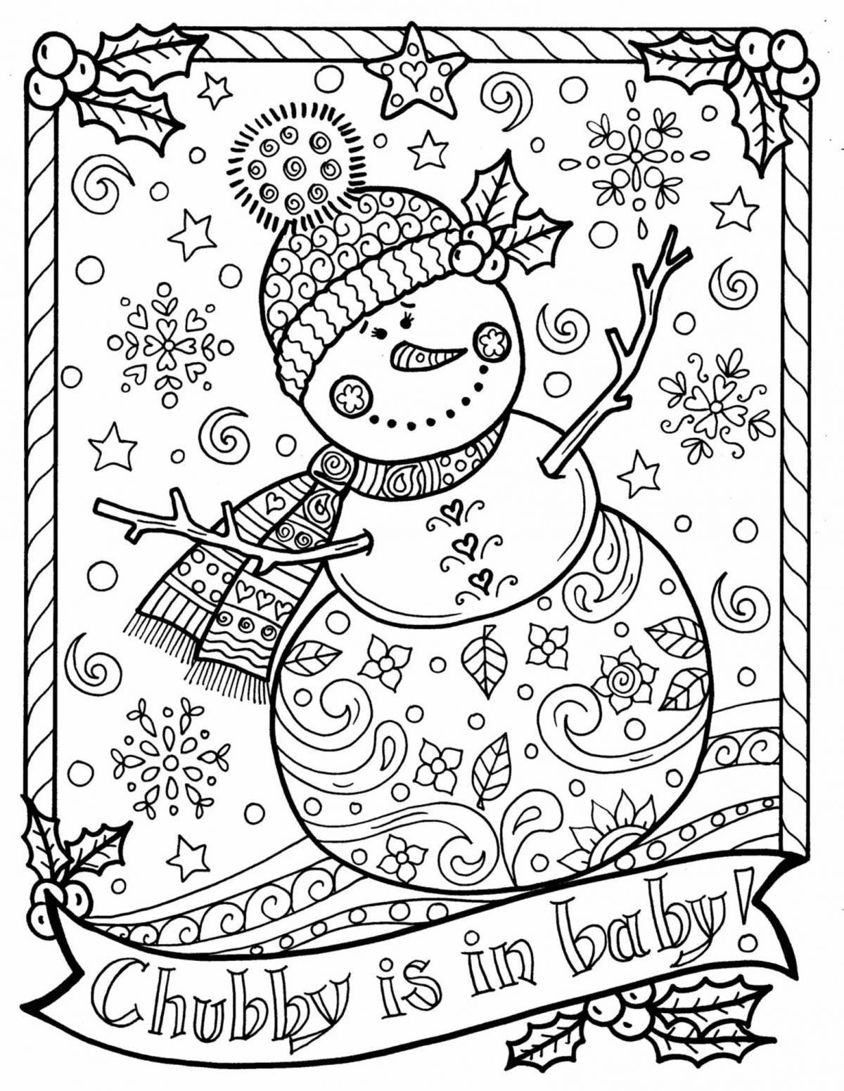 Animated snowman antistress coloring book