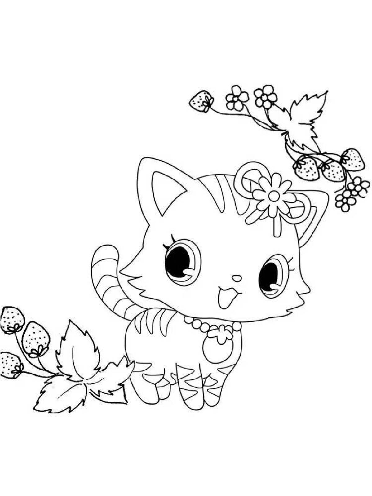 Joyful coloring cute kittens