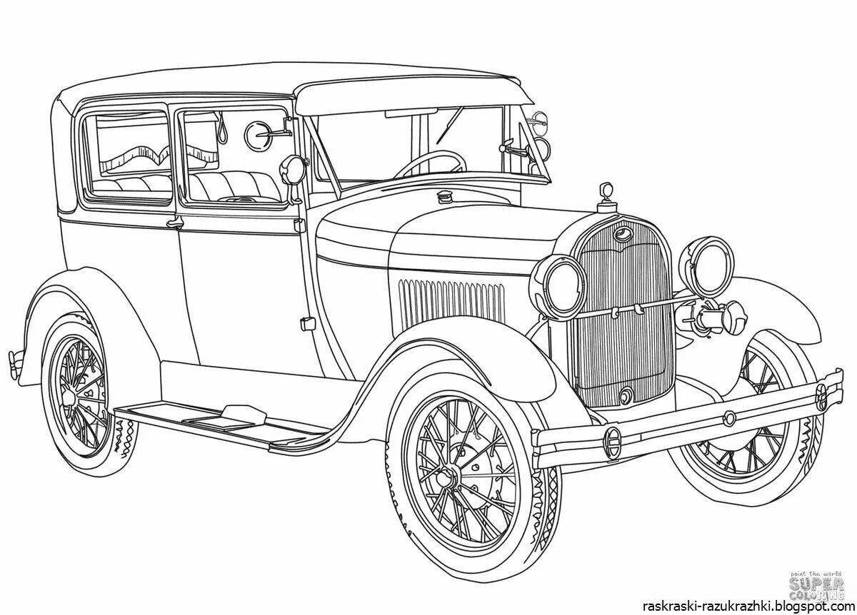 Coloring book shining ford car