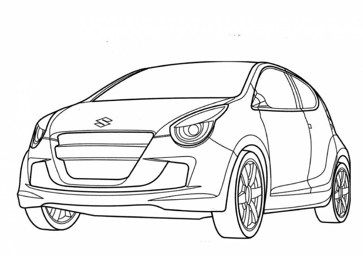 Coloring page with awesome kia car
