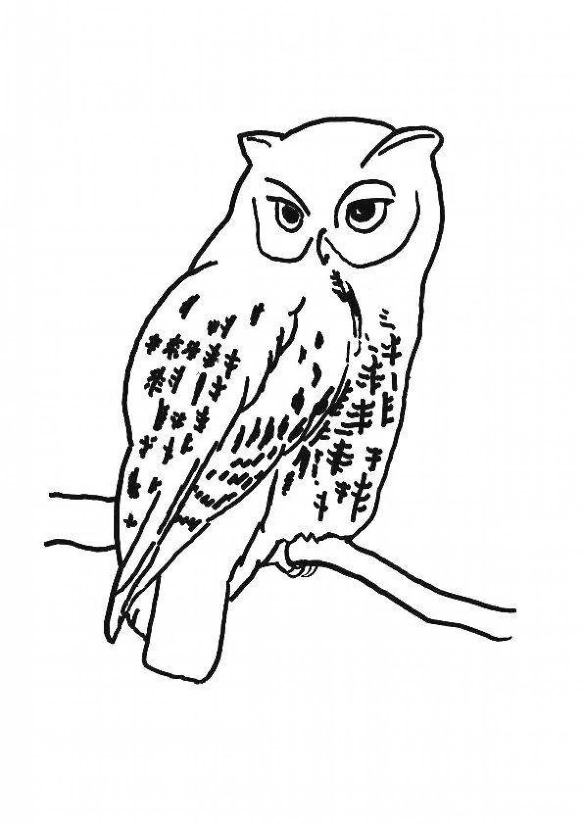 Coloring book shining snowy owl