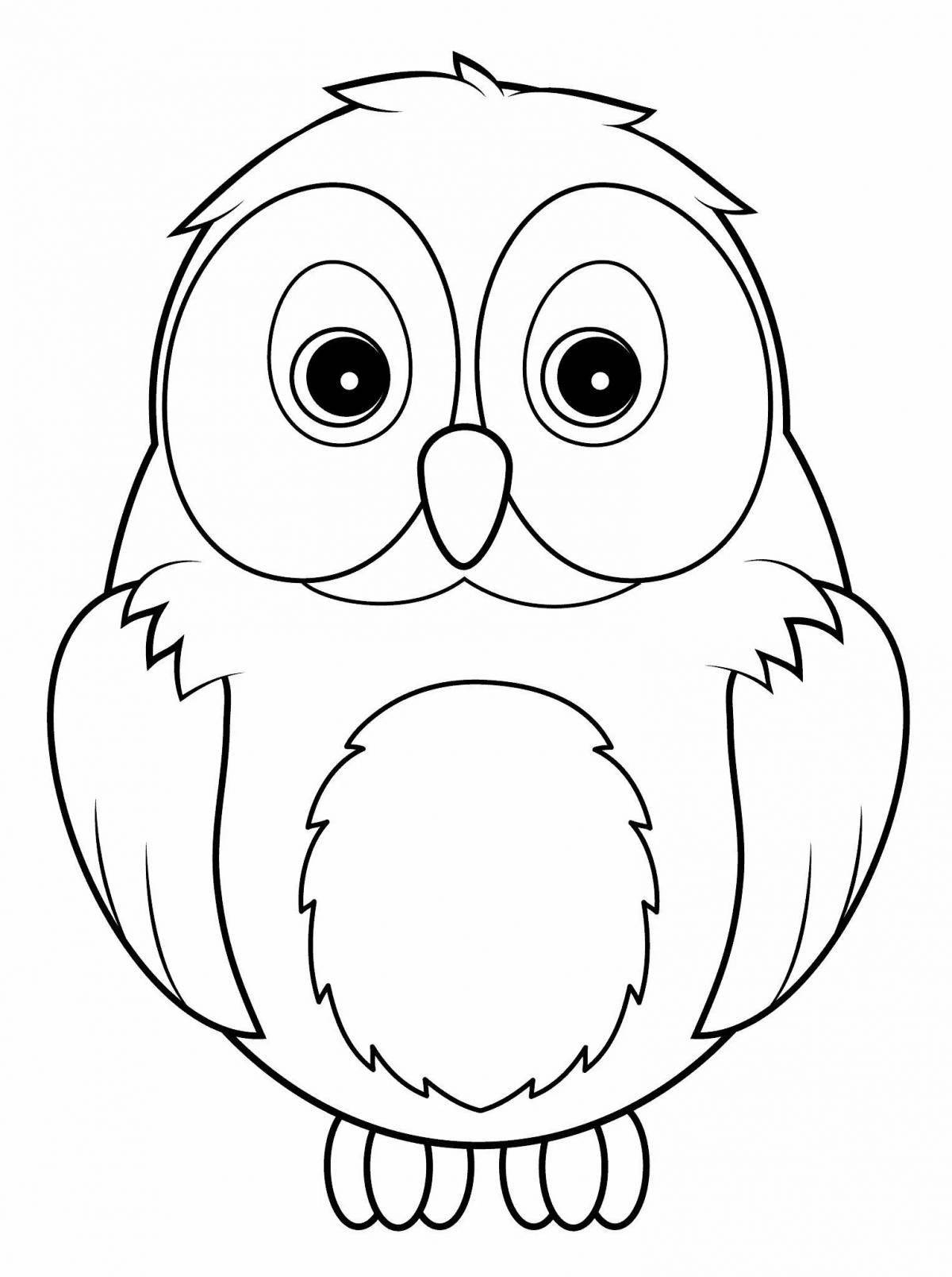 Cute snowy owl coloring book