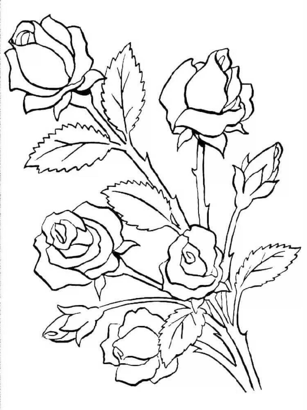 Coloring book shining rose