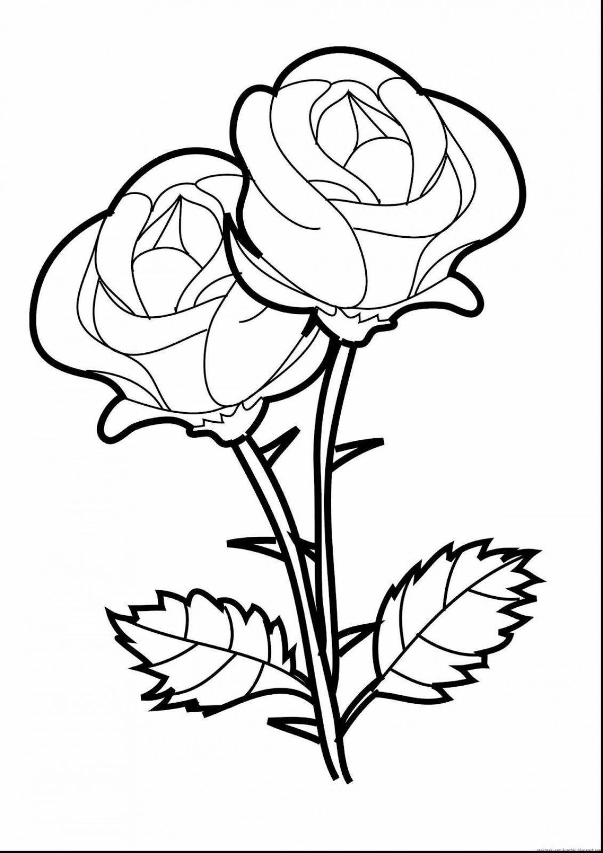 Coloring book brightly colored rose
