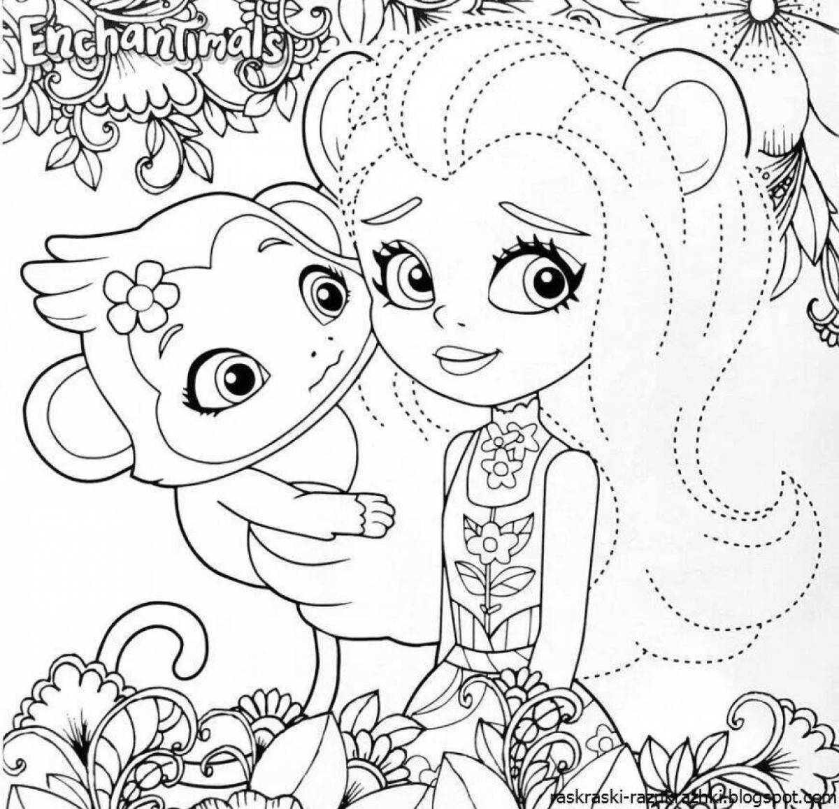 Colorful enchantimals doll coloring pages