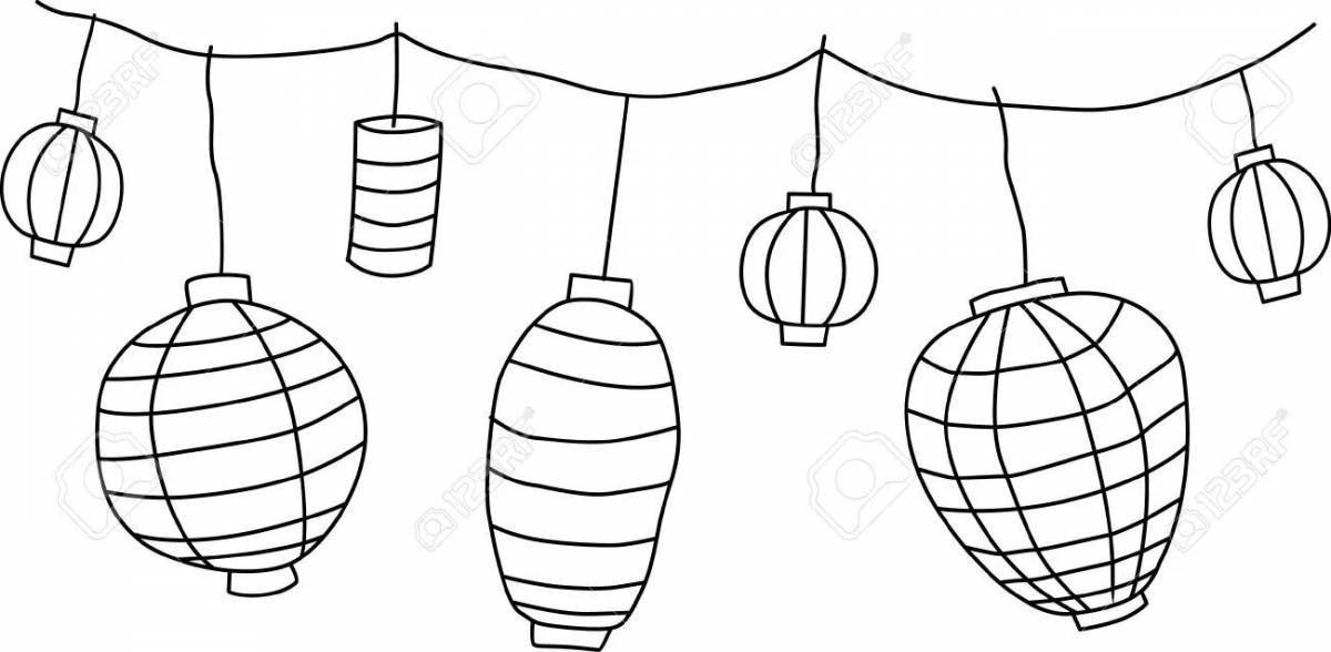 Cute Chinese lantern coloring page
