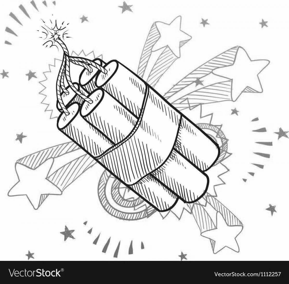 Detailed nuclear bomb coloring page
