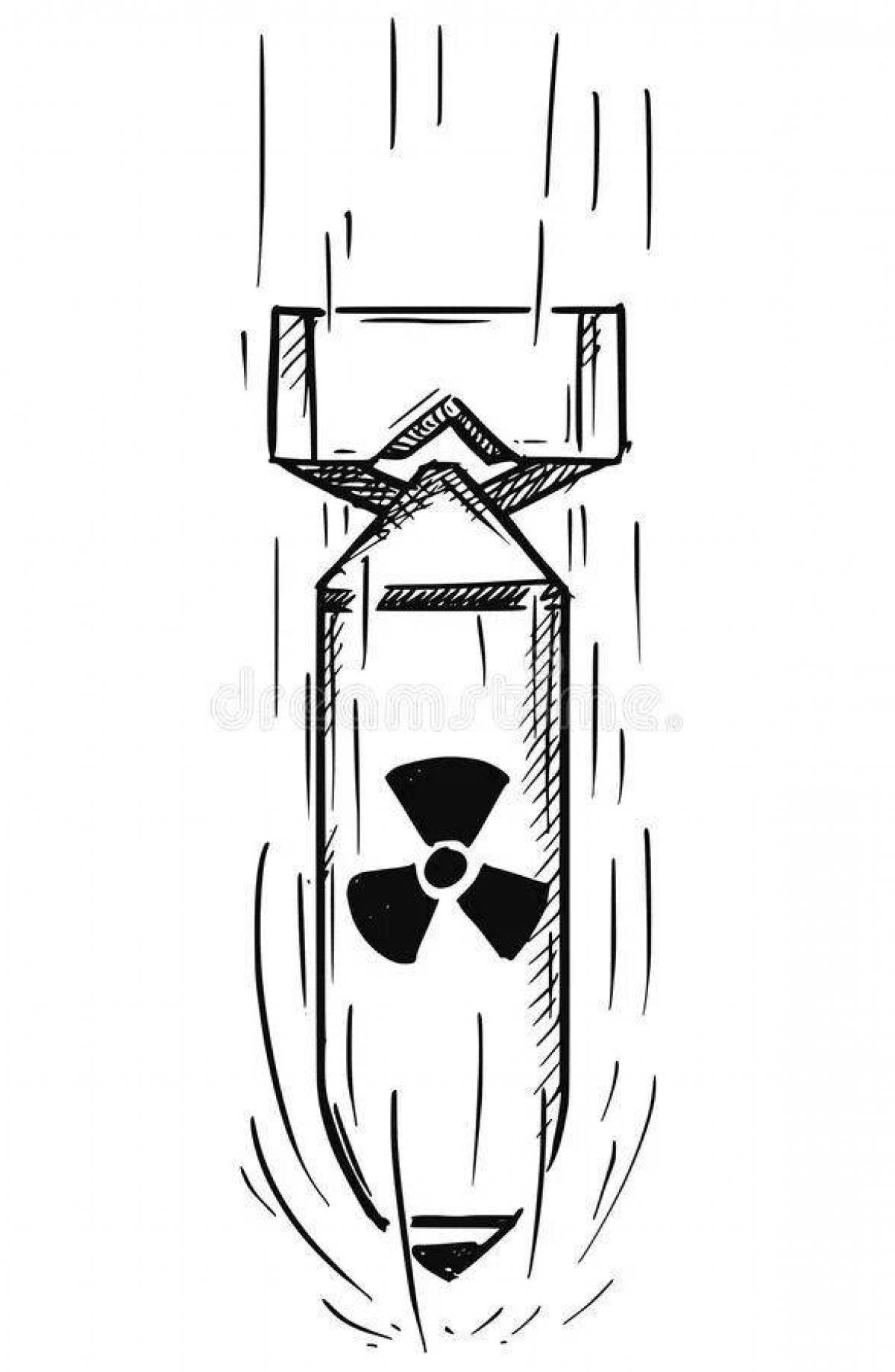 Coloring page adorable nuclear bomb
