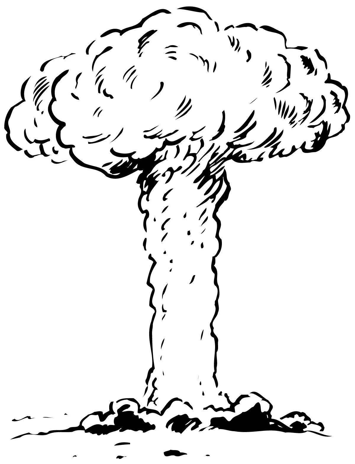 Comic nuclear bomb coloring page