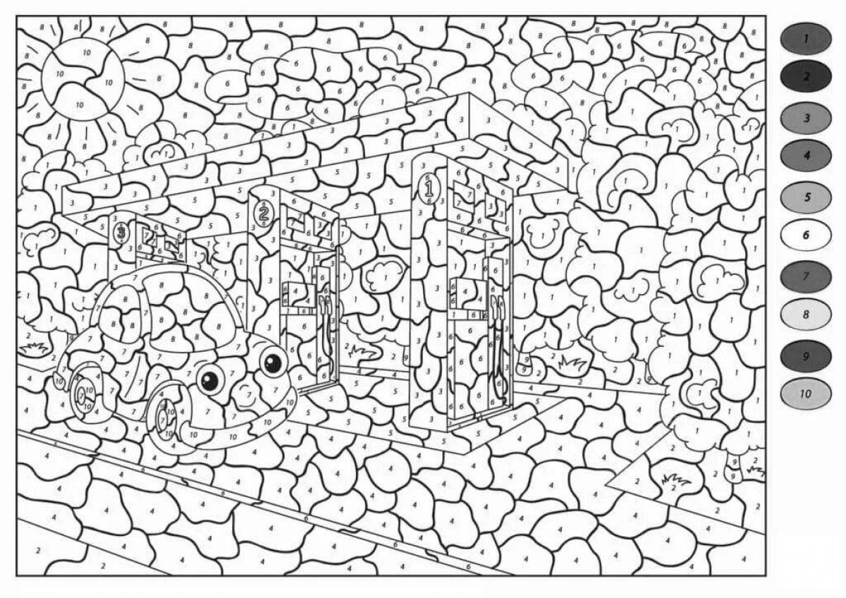 Color frenzy number coloring page