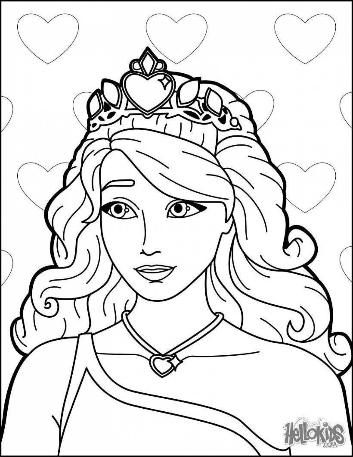 Потрясающая раскраска принцесса с короной