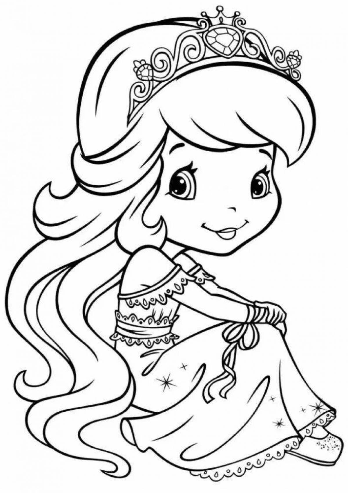 Glamor coloring princess with a crown