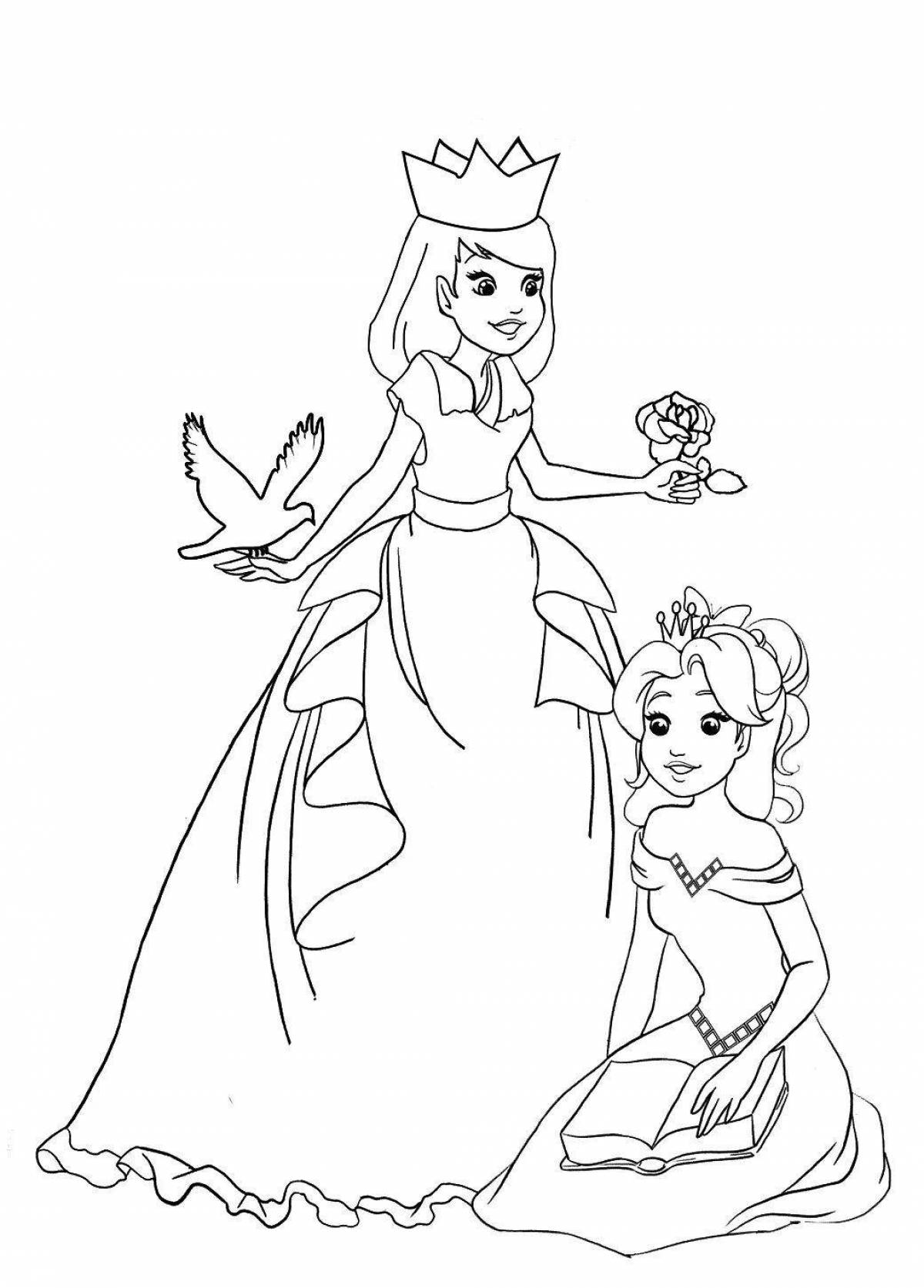Exalted princess with crown coloring page