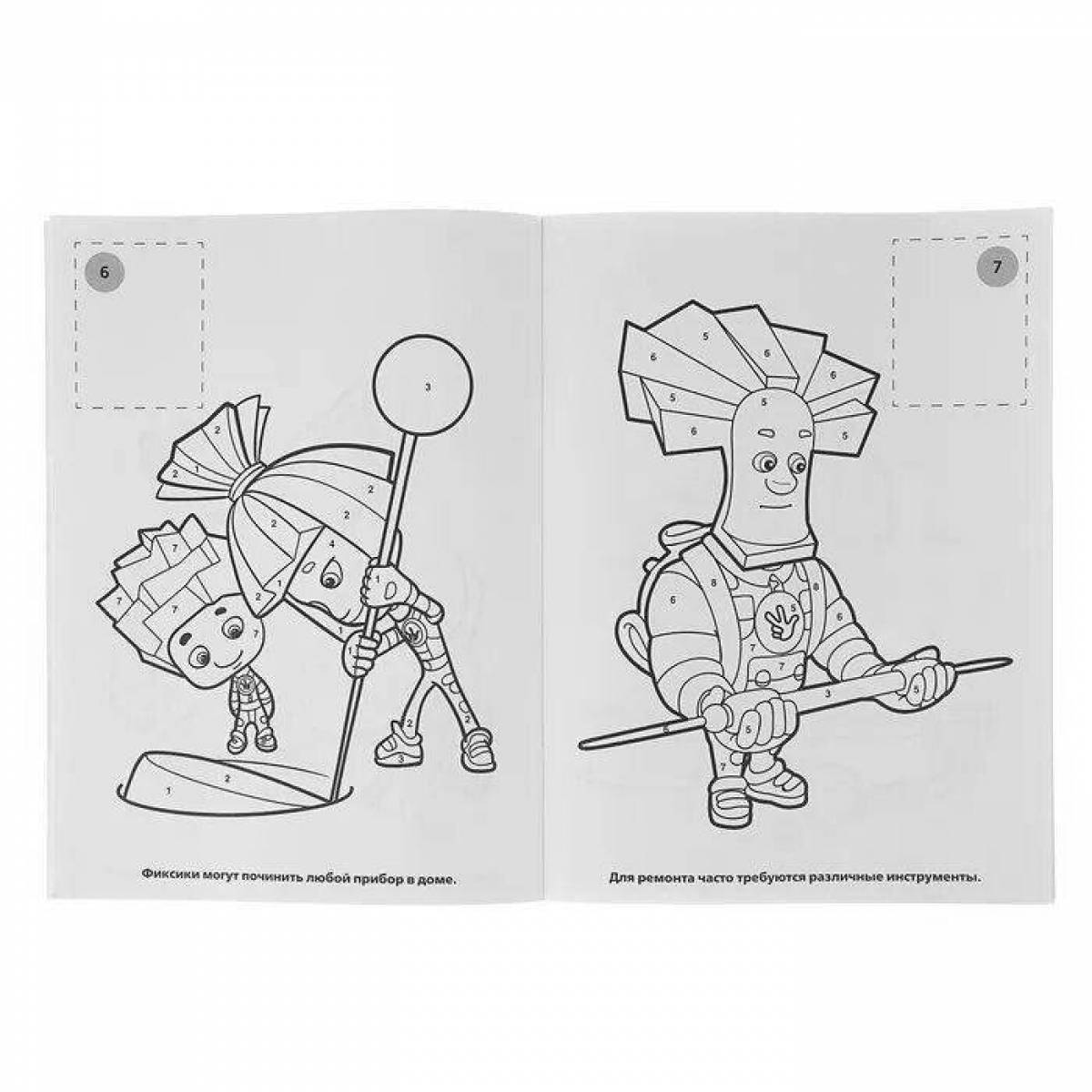 Interesting stickers by numbers coloring book