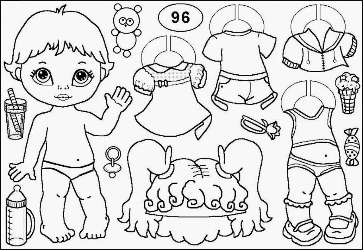 Elegant coloring doll without clothes