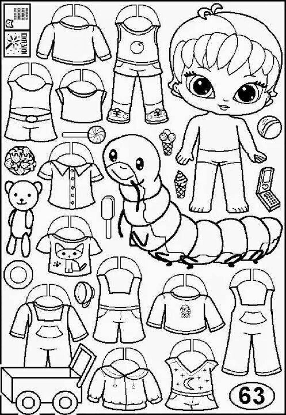 Stylish coloring doll without clothes