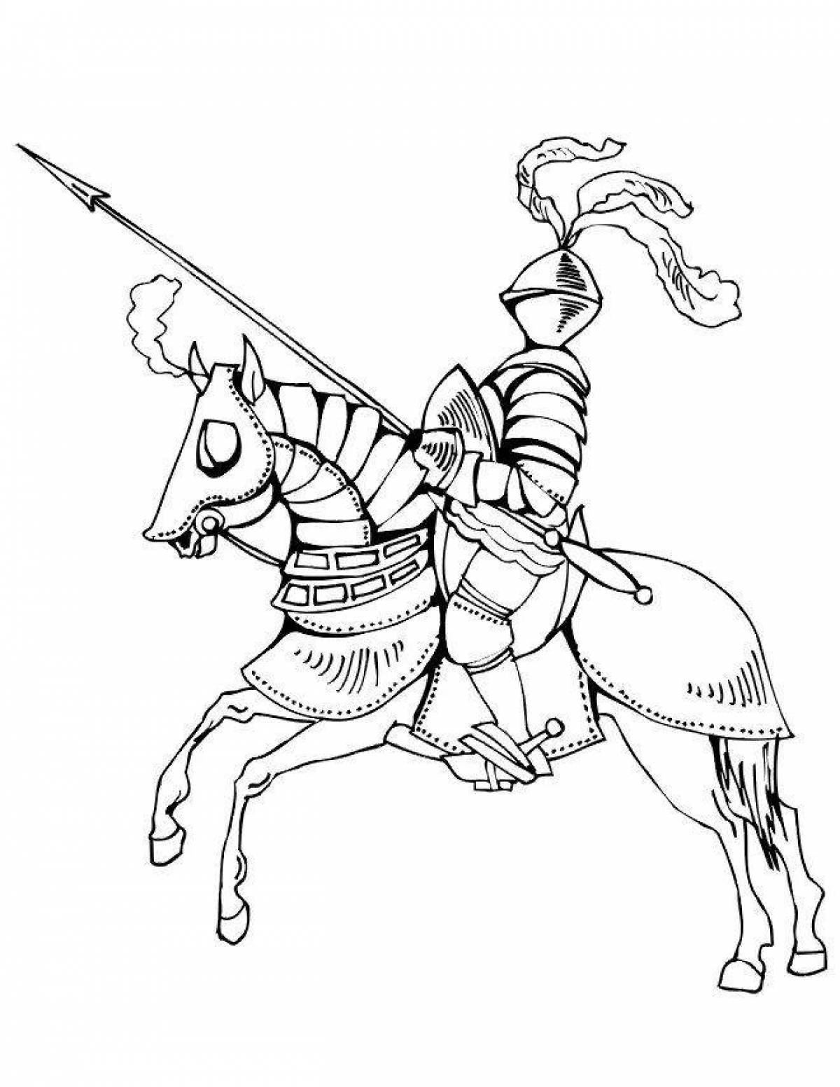 Королевская раскраска рыцарь на коне