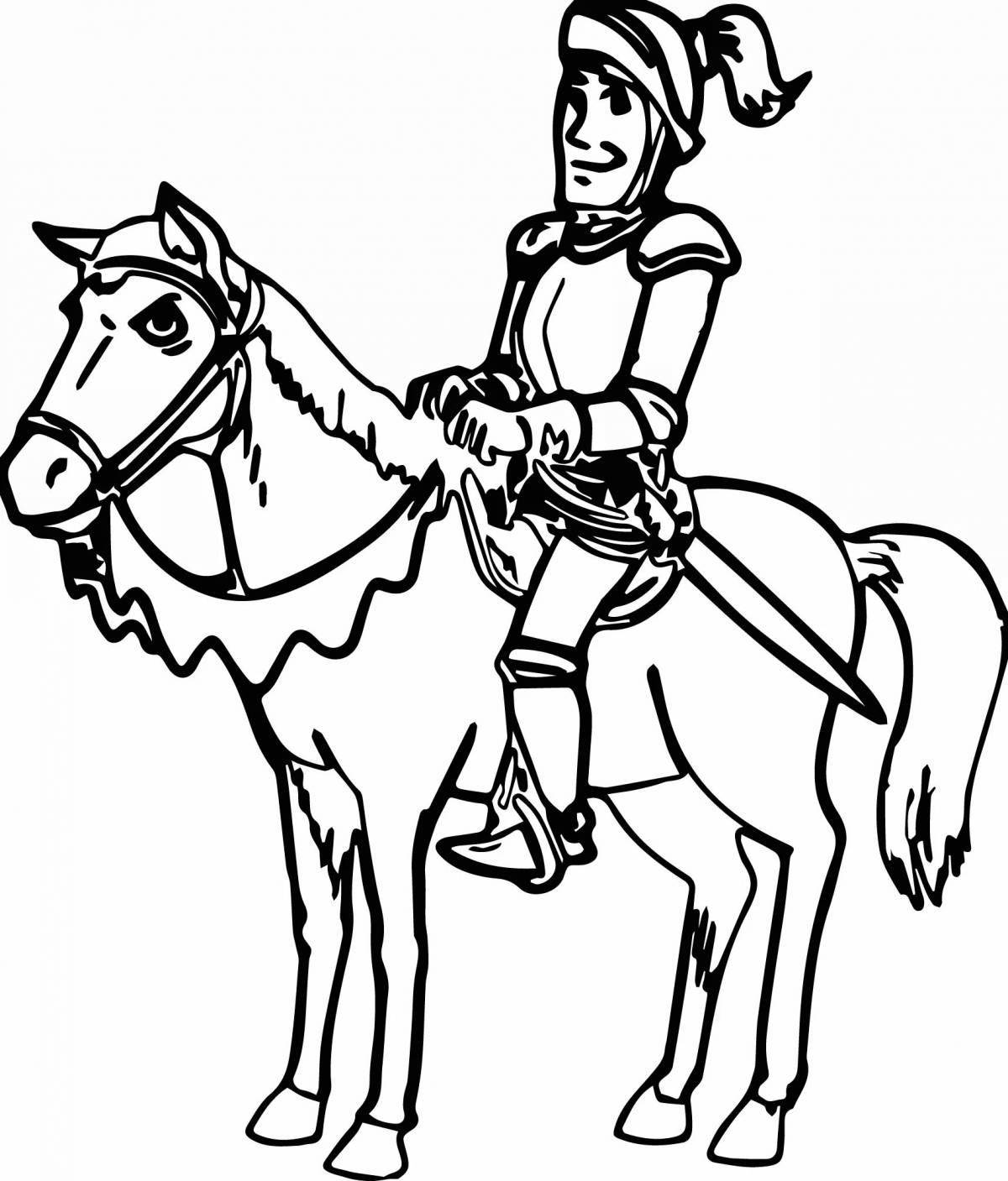 Noble coloring knight on horseback