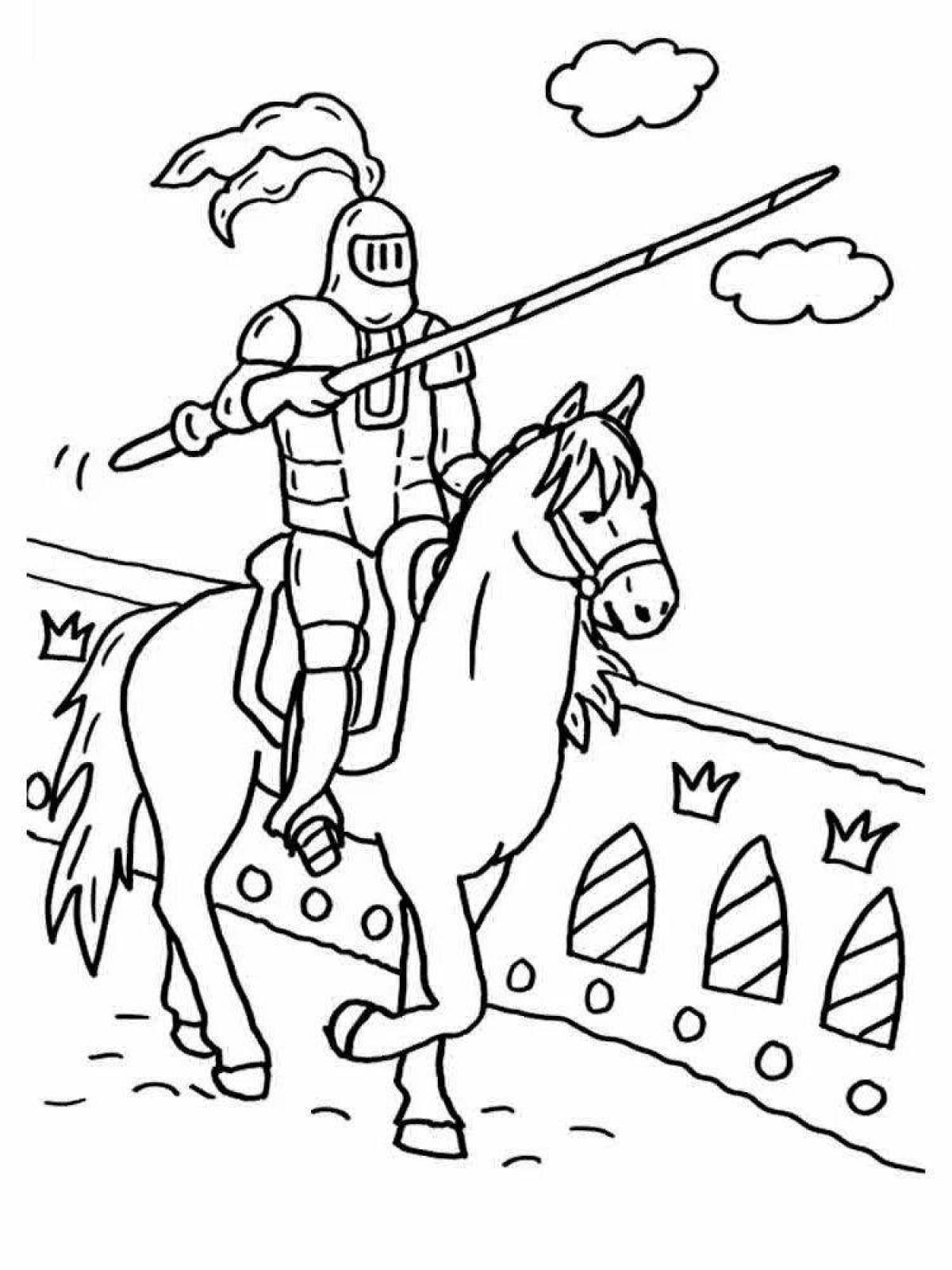 Dazzling coloring knight on horseback
